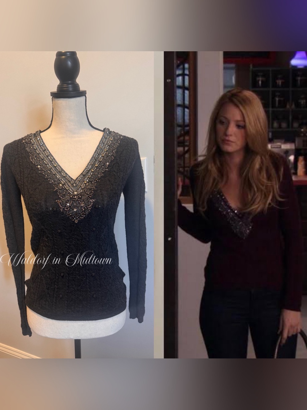 ASO Serena van der Woodsen Sequin Sweater small